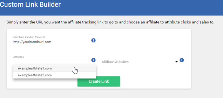 The Merchant Custom Link Builder on AvantLink.